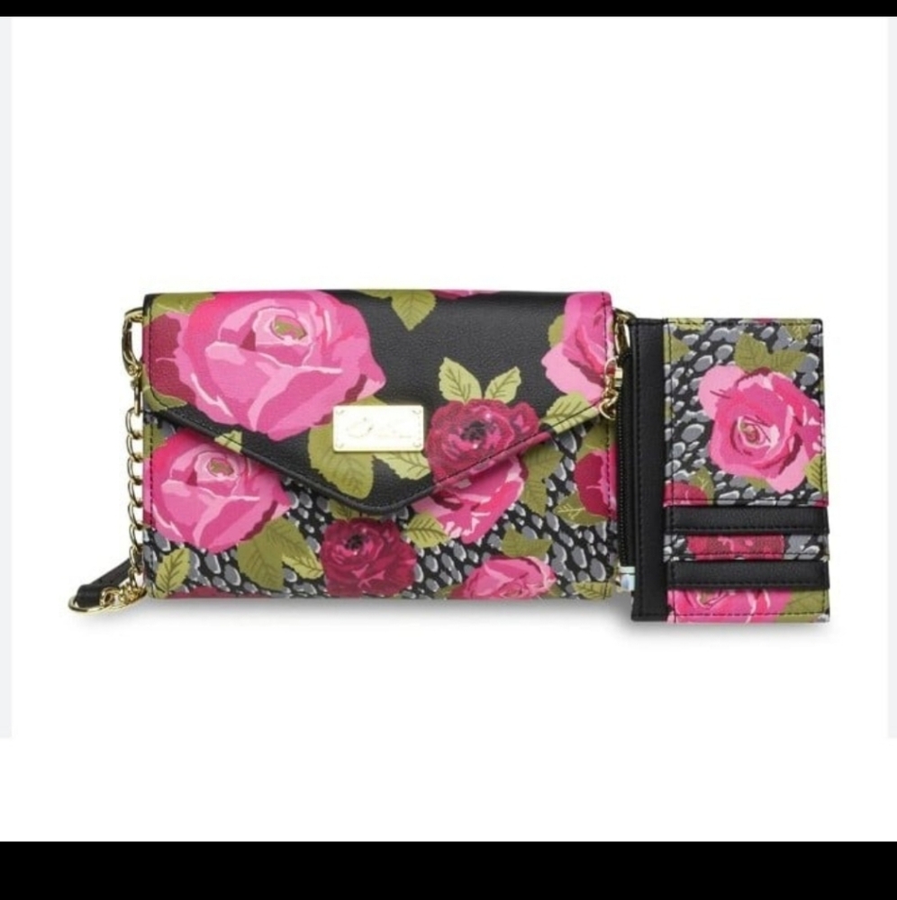 Betsey Johnson Floral Wallet On String w/ Card Holder BNWT RETIRED!